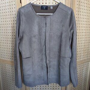 Tahari taupe faux suede blazer